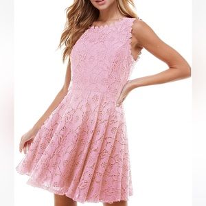 Juniors City Studio Mauve Lace Flare Dress